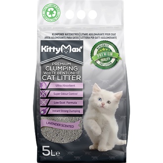 Papírenské zboží - KITTYMAX hrudkující, bezprašný bílý bentonit LAVENDER  5 l 