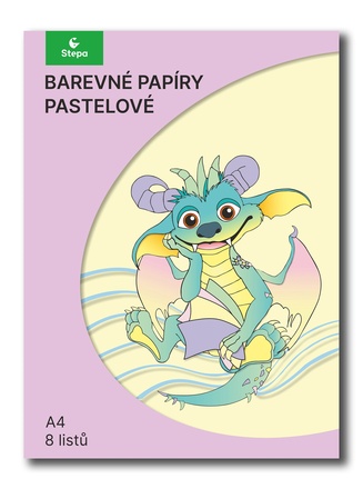 Papírenské zboží - Barevný papír - pastelový mix, 8 barev