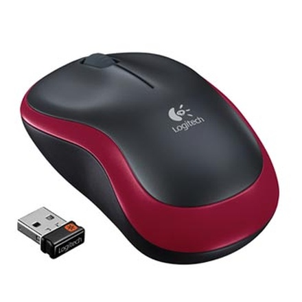 Papírenské zboží - Logitech Myš M185, 1000DPI, 2.4 [GHz], optická, 3tl., 1 kolečko, bezdrátová, červená, 1 k