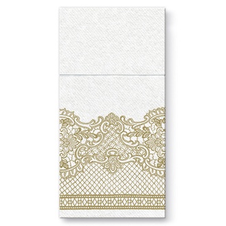 Papírenské zboží - Kapsy na příbory PAW AIRLAID 40x40cm Royal Lace Gold [25 ks]