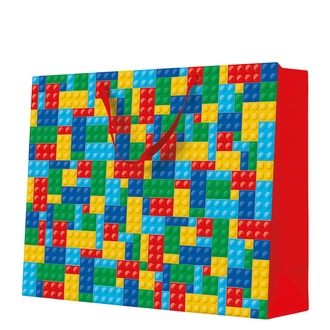 Papírenské zboží - Dárková taška maxi velká - COLORFUL BRICKS 54x16x44 cm