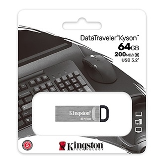 Papírenské zboží - Kingston USB flash disk, USB 3.0 (3.2 Gen 1), 64GB, DataTraveler(R) Kyson, stříbrný, DTKN