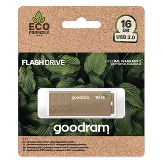 Papírenské zboží - Goodram USB flash disk, USB 3.0, 16GB, UME3 ECO FRIENDLY, hnědý, UME3-0160EFR11, USB A, s